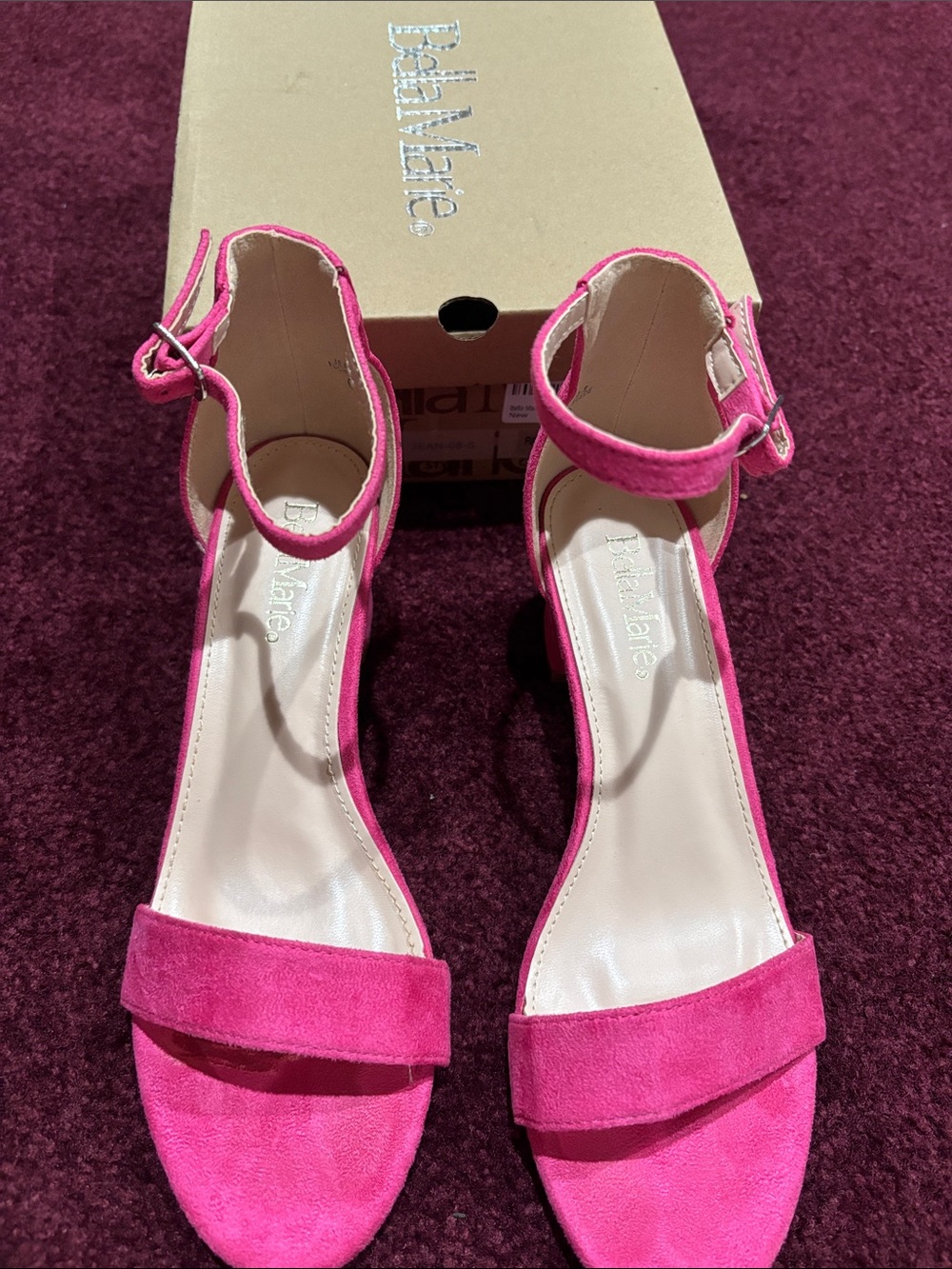 Bella Marie Bright Pink Suede Ankle-Strap Heels